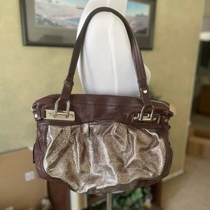 B. Makowsky Dark Brown Silver Purse Bag